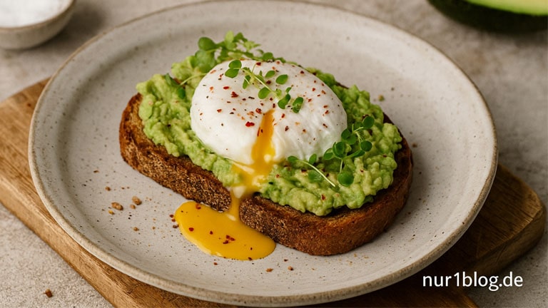 Avocado-Toast Deluxe mit pochiertem Ei auf knusprigem Sauerteigbrot – schnell, gesund und supercremig