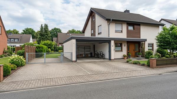 Wohnhaus mit freiem Parkplatz, trockenem Garagenraum und Stellfläche für einen Anhänger