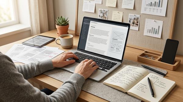 Arbeitsplatz für Blog, digitale Produkte und Affiliate-Marketing