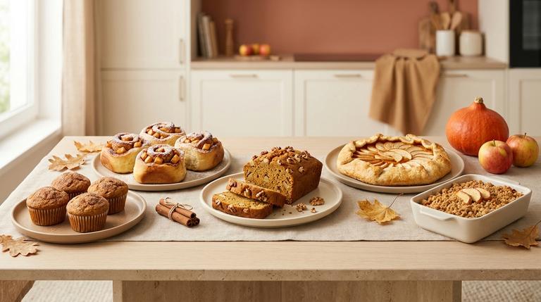 Muffins, Zimtschnecken, Kastenkuchen, Galette und Crumble mit Kürbis, Apfel und Zimt