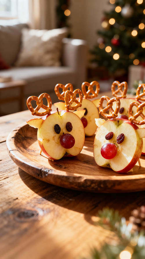 Apfel-Rentier – Zuckerfreier Weihnachtssnack für Kinder