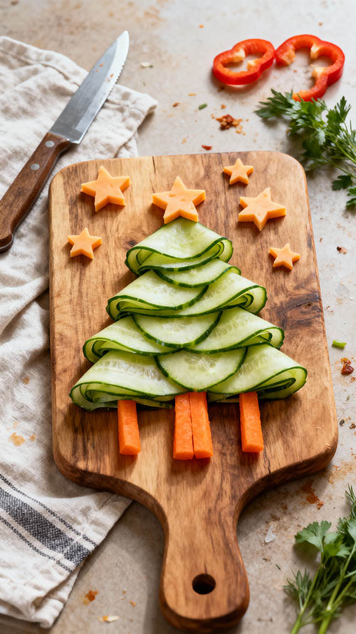 Gurken-Weihnachtsbäumchen – Knackiger Gemüsesnack zu Weihnachten