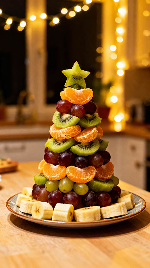 Obst-Weihnachtsbaum – Zuckerfreier Vitamin-Snack für Kinder