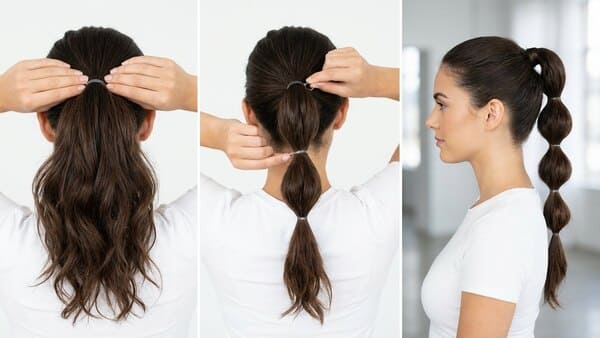 Bubble Ponytail Silvester Frisur Schritt für Schritt