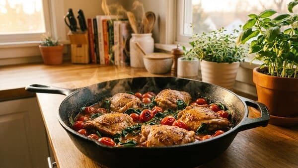 Hähnchen-Gemüse-Pfanne frisch gekocht