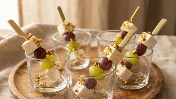 Käse Trauben Spieße als schnelles Silvester Fingerfood