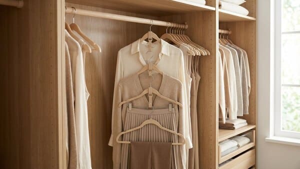 Kleiderbügel mit Verbindungshaken für vertikale Ordnung im Schrank