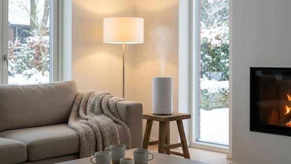 Luftbefeuchter im Wohnzimmer zur Unterstützung des Immunsystems im Winter