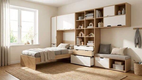 Kinderzimmer mit mitwachsenden Möbeln und cleveren Stauraumlösungen