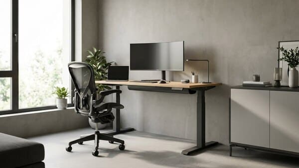 Modernes Homeoffice mit ergonomischem Arbeitsplatz