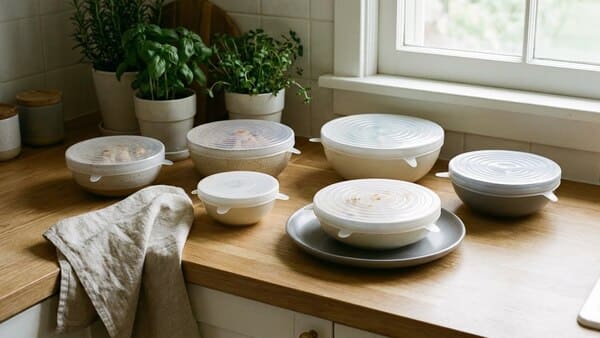 Silikon-Abdeckhauben auf Schüsseln