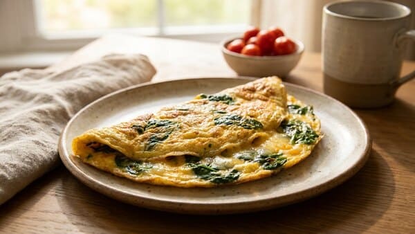 Spinat Omelett aus Eiern für Meal Prep