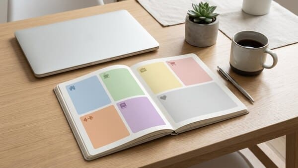 Wochenplaner in Wochenstruktur mit Tagesfokus für Wochenplanung ohne Stress