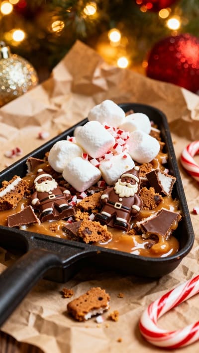 Süße Reste-Mischung mit Schokolade und Marshmallows im Raclettepfännchen.