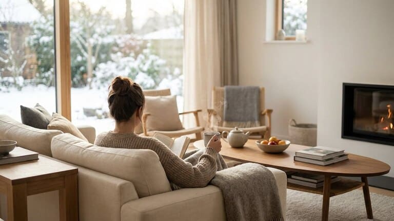Ruhige Winterstimmung im Alltag zur Vorbeugung von Erkältungen