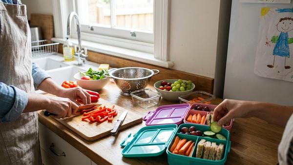 Vorbereitung von gesunden Snacks für Kinder in der Küche