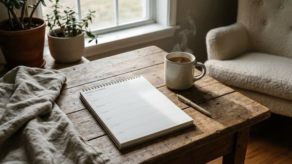 Wochenplaner auf Tisch als Symbol für einfache Routinen