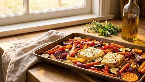 Ofengemüse mit Feta einfach zubereitet