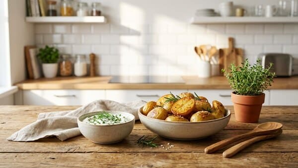 Ofenkartoffeln mit Kräuterquark einfach zubereitet