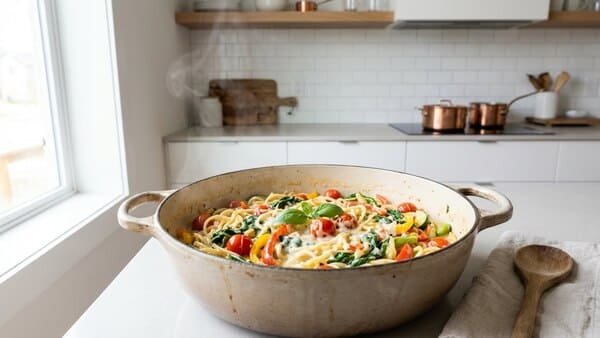 One-Pot-Pasta mit Gemüse schnell gekocht