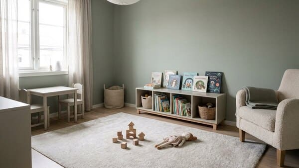 Reduziertes Kinderzimmer mit ausgewähltem Spielzeug