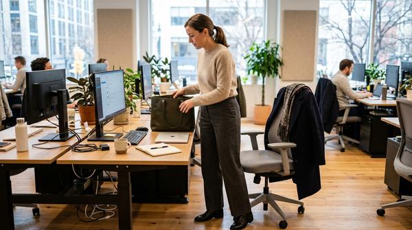 Winter-Büro-Outfit mit Feinstrickpullover und weiter Stoffhose