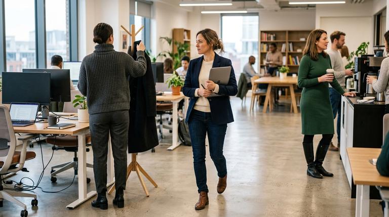 Verschiedene Winter-Outfits fürs Büro im normalen Arbeitsalltag