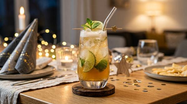 Alkoholfreier Ipanema mit Limette und Maracuja für Silvester