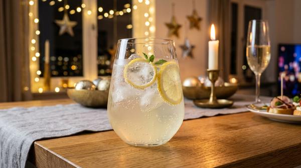 Limoncello Spritz mit Eis und Zitrone als einfacher Silvester-Cocktail