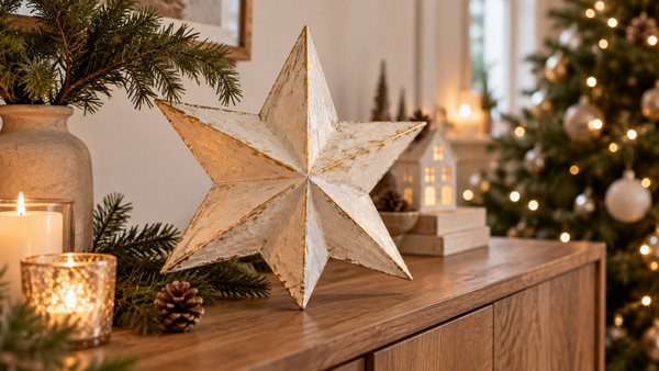 Dreidimensionaler Weihnachtsstern aus Karton und Pappmaché
