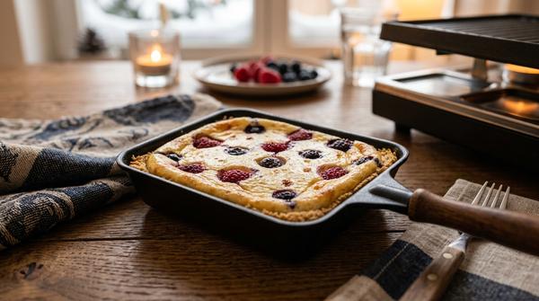Kleiner gebackener Beeren-Cheesecake im Raclette-Pfännchen