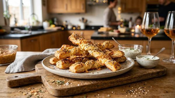 Knusprige Blätterteig-Käse-Stangen als einfaches Silvester-Fingerfood