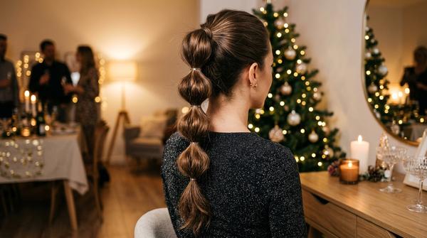 Bubble Ponytail mit mehreren Haarsegmenten als moderne Silvester-Frisur