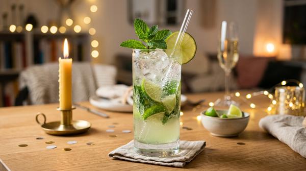 Virgin Mojito mit Limette und Minze als alkoholfreier Silvester-Cocktail