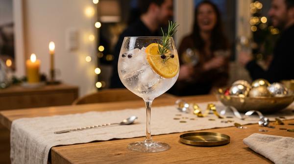 Winter Gin Tonic mit Orange und Rosmarin für Silvester